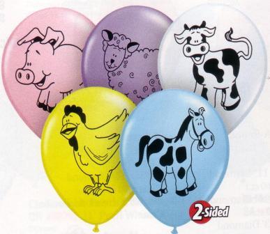 Farm Animals - Printed Balloons