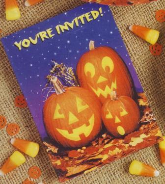 Halloween Theme Real Pumpkins - Invitations